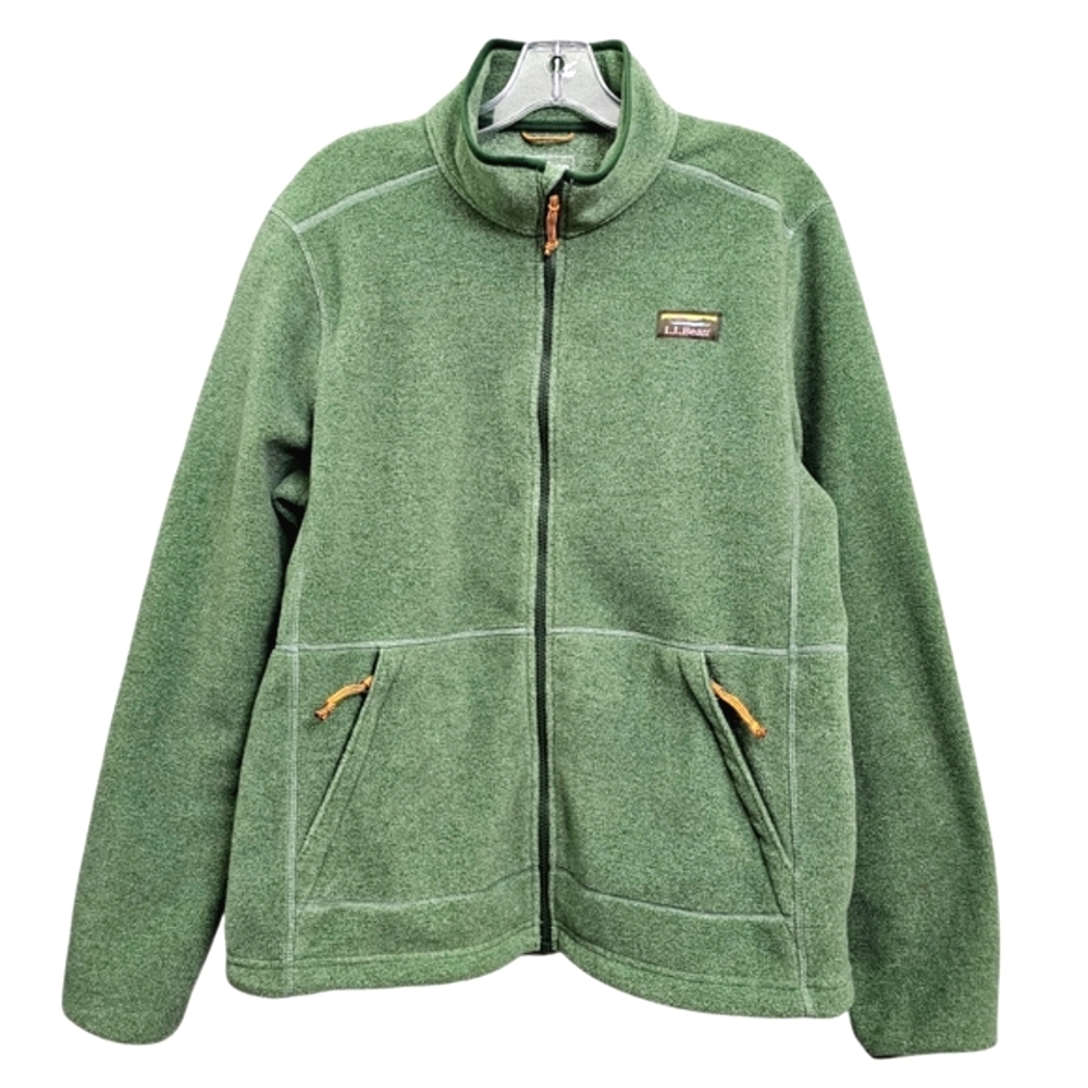 L.L.Bean Nwot Green Fleece Longsleeve Collared Zipfront Jacket w Pockets